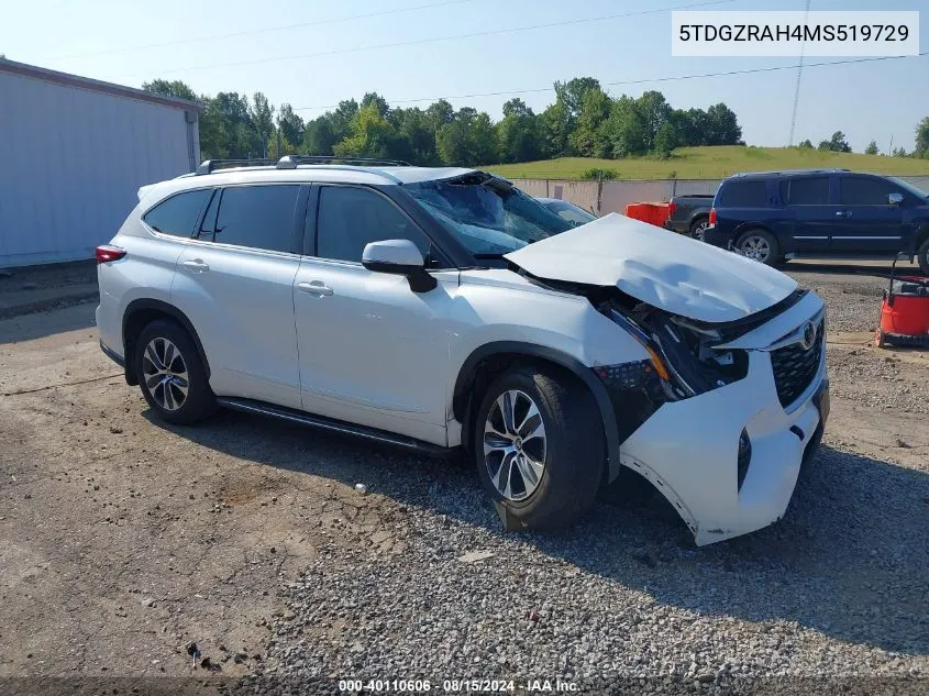 2021 Toyota Highlander Xle VIN: 5TDGZRAH4MS519729 Lot: 40110606