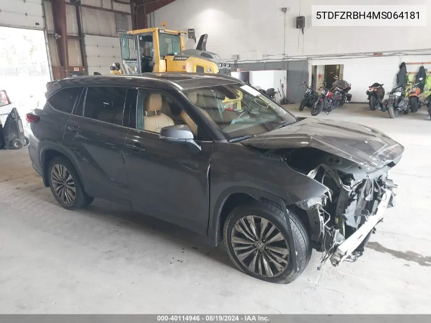 2021 Toyota Highlander Platinum VIN: 5TDFZRBH4MS064181 Lot: 40114946