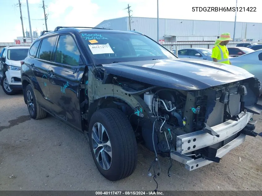 2021 Toyota Highlander Xle VIN: 5TDGZRBH6MS121422 Lot: 40117477