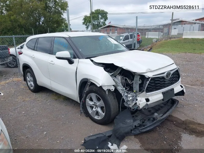 2021 Toyota Highlander Le VIN: 5TDZZRAH3MS528611 Lot: 40130284