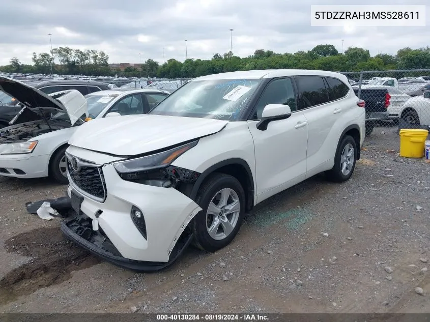 2021 Toyota Highlander Le VIN: 5TDZZRAH3MS528611 Lot: 40130284