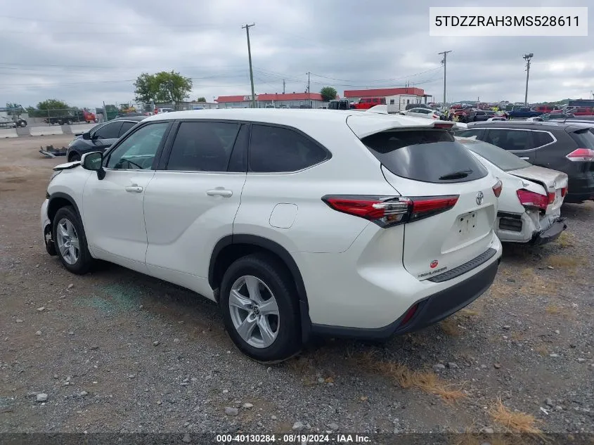 2021 Toyota Highlander Le VIN: 5TDZZRAH3MS528611 Lot: 40130284