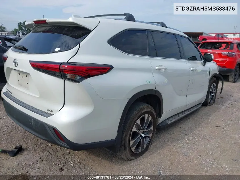 5TDGZRAH5MS533476 2021 Toyota Highlander Xle