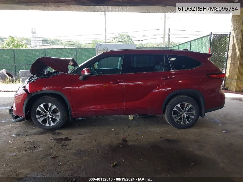 2021 Toyota Highlander Xle VIN: 5TDGZRBH7MS095784 Lot: 40132810