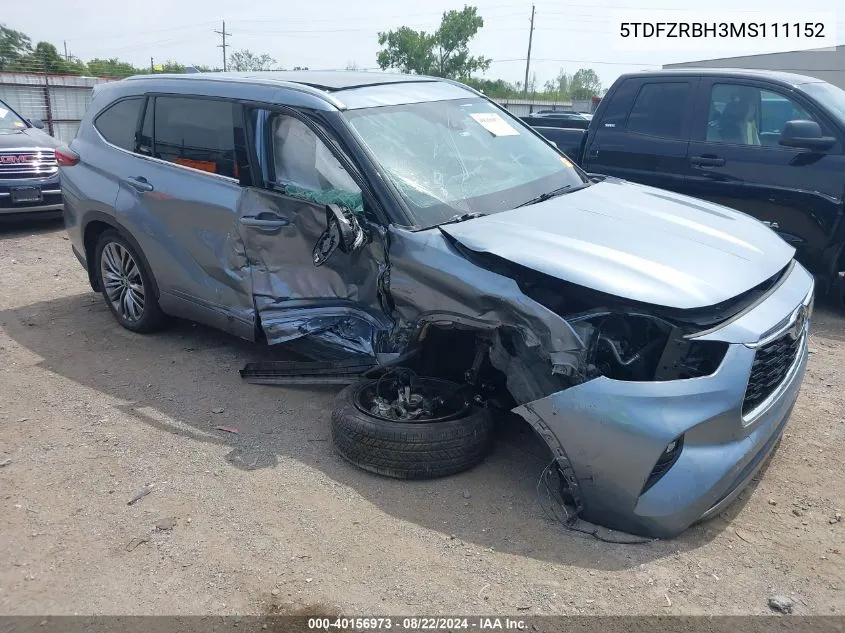 2021 Toyota Highlander Platinum VIN: 5TDFZRBH3MS111152 Lot: 40156973