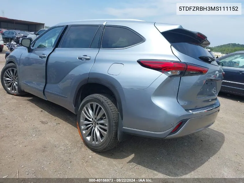 2021 Toyota Highlander Platinum VIN: 5TDFZRBH3MS111152 Lot: 40156973