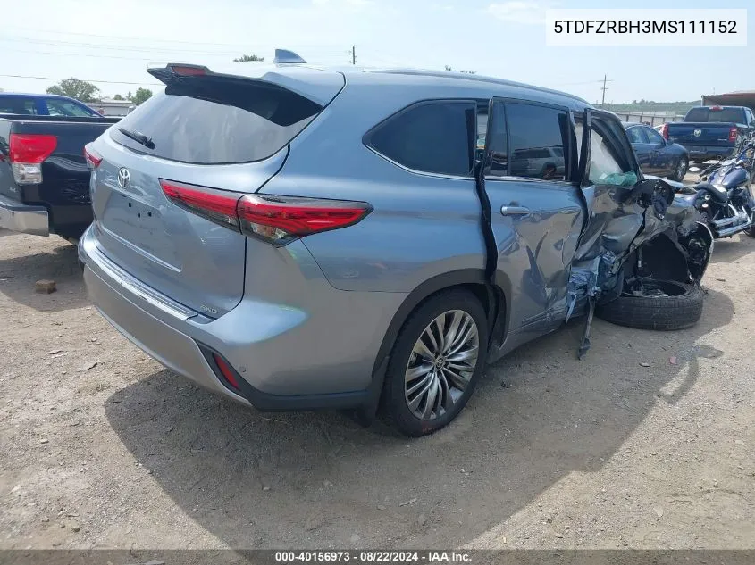 5TDFZRBH3MS111152 2021 Toyota Highlander Platinum