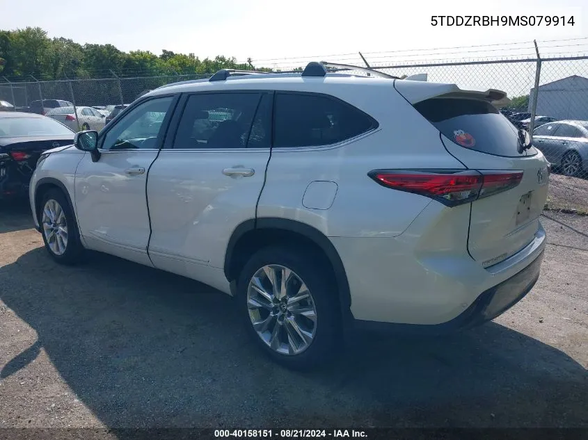 2021 Toyota Highlander Limited/Platinum VIN: 5TDDZRBH9MS079914 Lot: 40158151