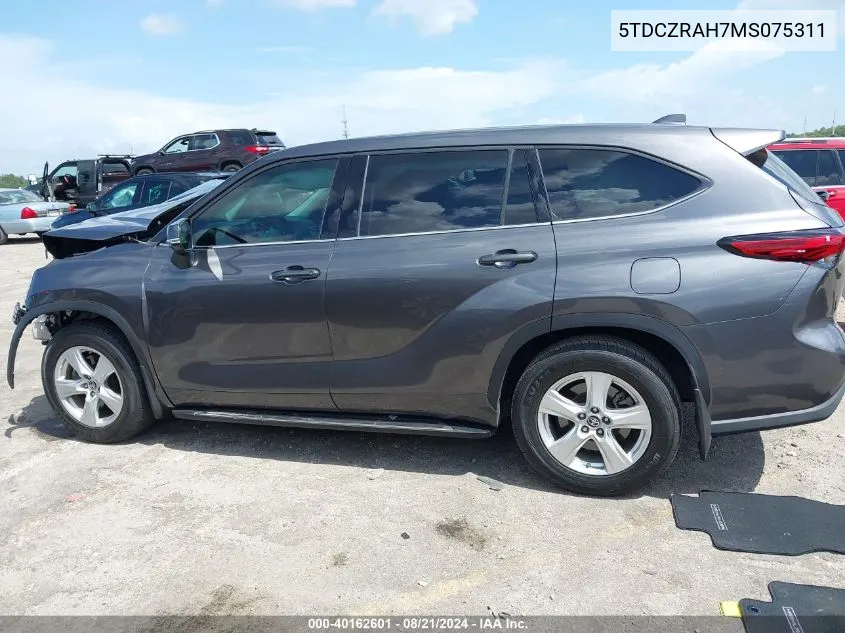 2021 Toyota Highlander L VIN: 5TDCZRAH7MS075311 Lot: 40162601