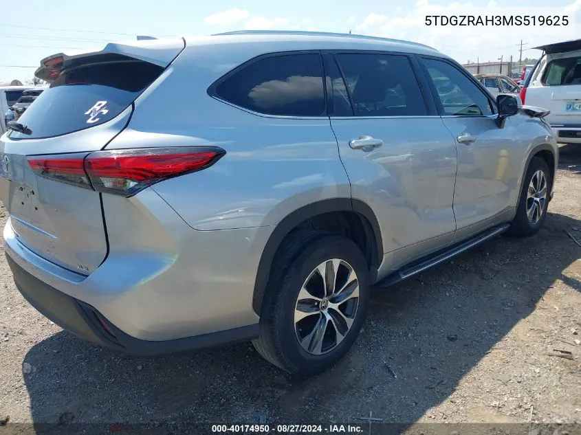 2021 Toyota Highlander Xle VIN: 5TDGZRAH3MS519625 Lot: 40174950