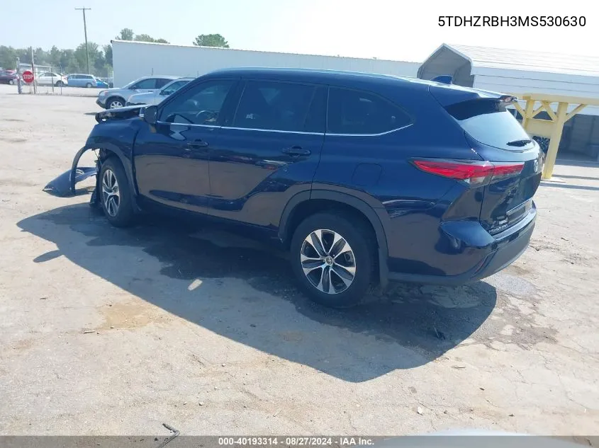 2021 Toyota Highlander Xle VIN: 5TDHZRBH3MS530630 Lot: 40193314