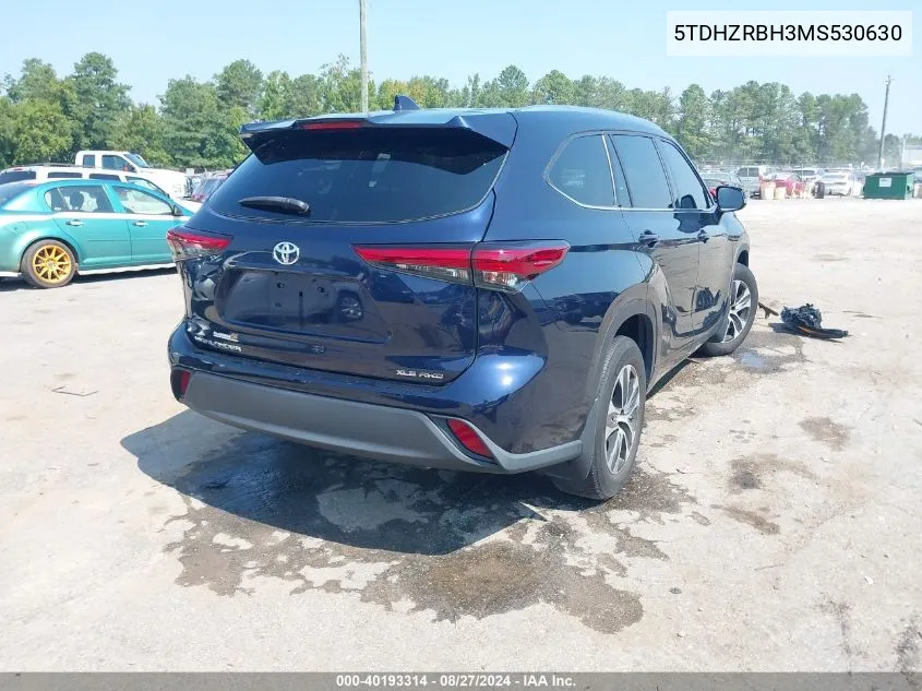 2021 Toyota Highlander Xle VIN: 5TDHZRBH3MS530630 Lot: 40193314