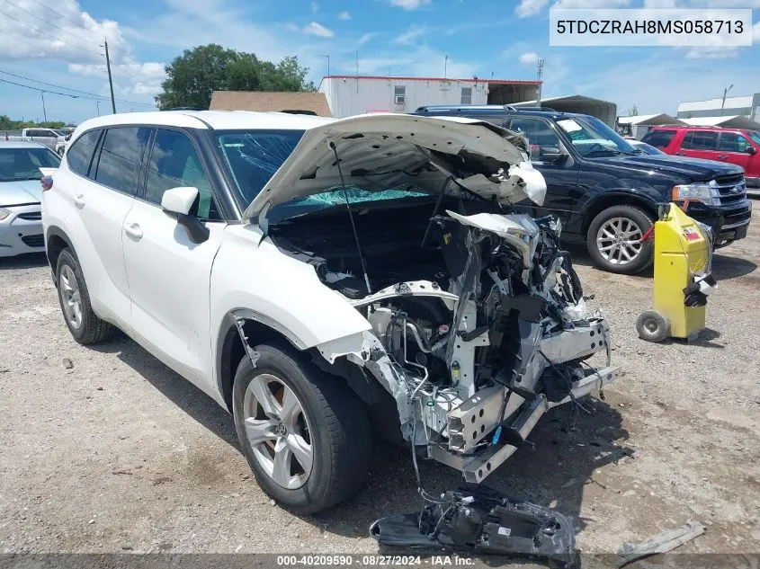 2021 Toyota Highlander L VIN: 5TDCZRAH8MS058713 Lot: 40209590