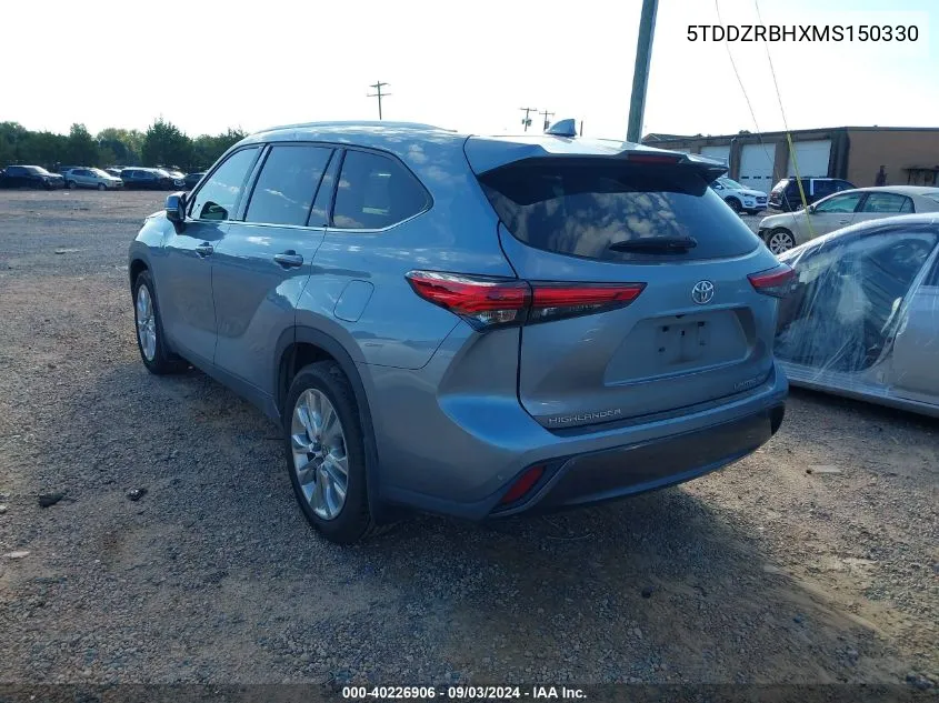 2021 Toyota Highlander Limited VIN: 5TDDZRBHXMS150330 Lot: 40226906