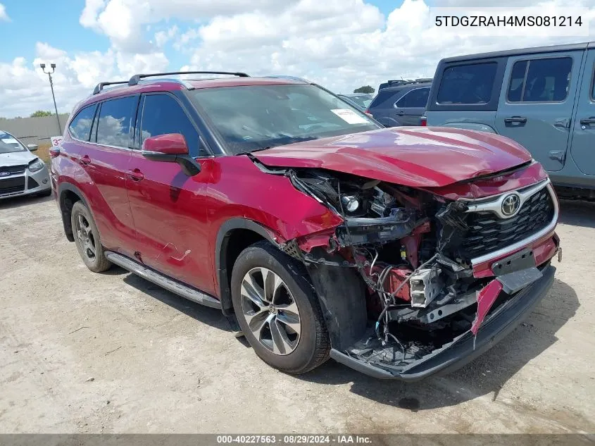 5TDGZRAH4MS081214 2021 Toyota Highlander Xle