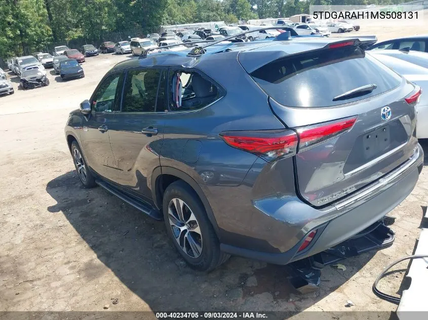 2021 Toyota Highlander Hybrid Xle VIN: 5TDGARAH1MS508131 Lot: 40234705