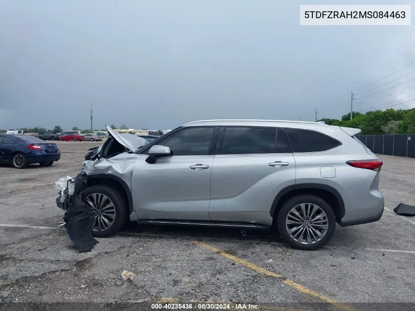 5TDFZRAH2MS084463 2021 Toyota Highlander Platinum