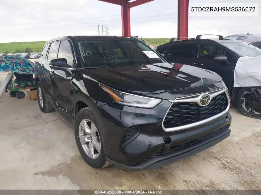 2021 Toyota Highlander L VIN: 5TDCZRAH9MS536072 Lot: 40252608