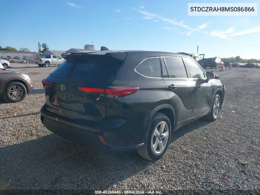 5TDCZRAH8MS086866 2021 Toyota Highlander L