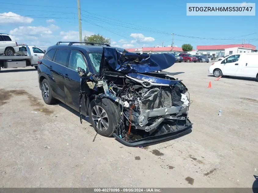 2021 Toyota Highlander Xle VIN: 5TDGZRAH6MS530747 Lot: 40270095