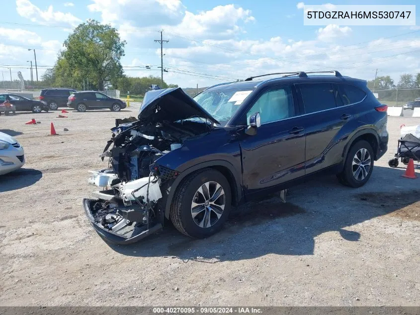 2021 Toyota Highlander Xle VIN: 5TDGZRAH6MS530747 Lot: 40270095