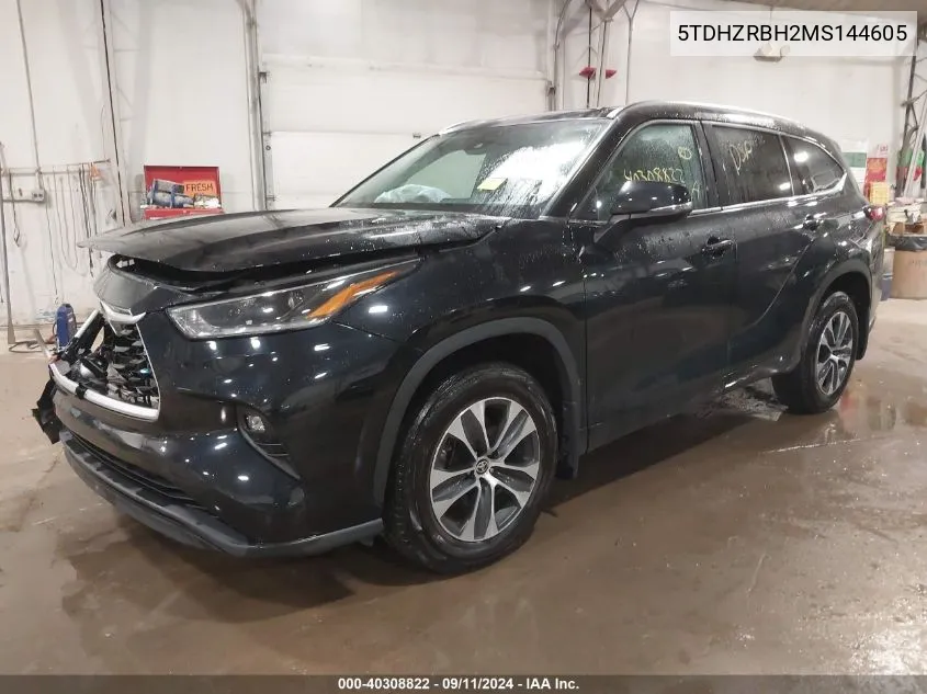 2021 Toyota Highlander Xle VIN: 5TDHZRBH2MS144605 Lot: 40308822