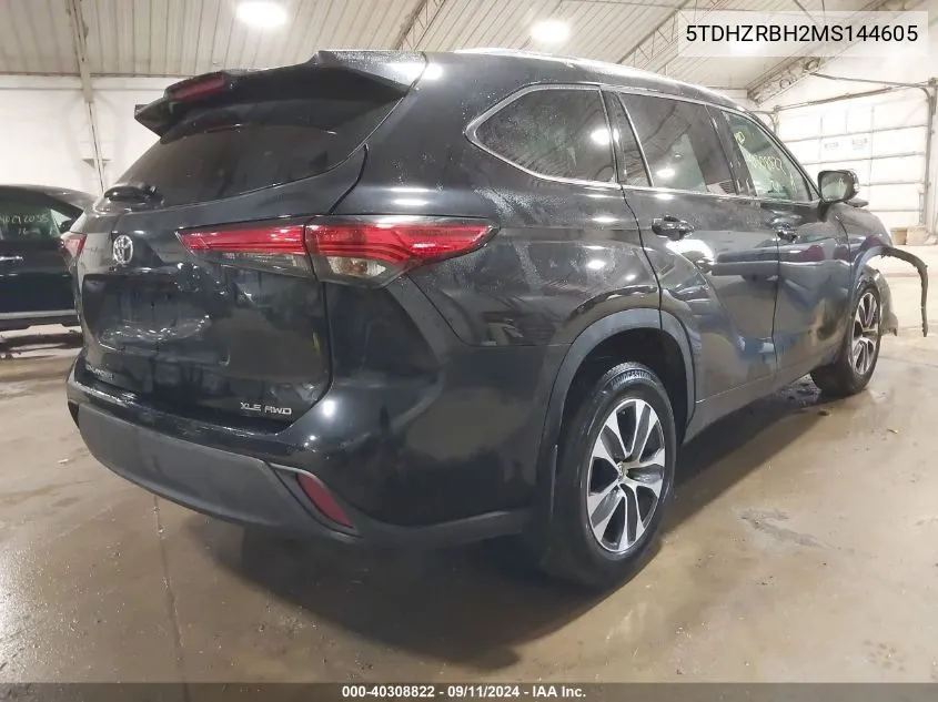 2021 Toyota Highlander Xle VIN: 5TDHZRBH2MS144605 Lot: 40308822