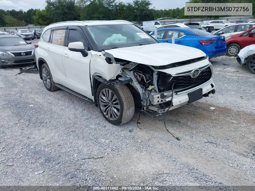 5TDFZRBH3MS072756 2021 Toyota Highlander Platinum