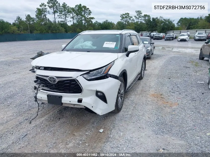 2021 Toyota Highlander Platinum VIN: 5TDFZRBH3MS072756 Lot: 40311462