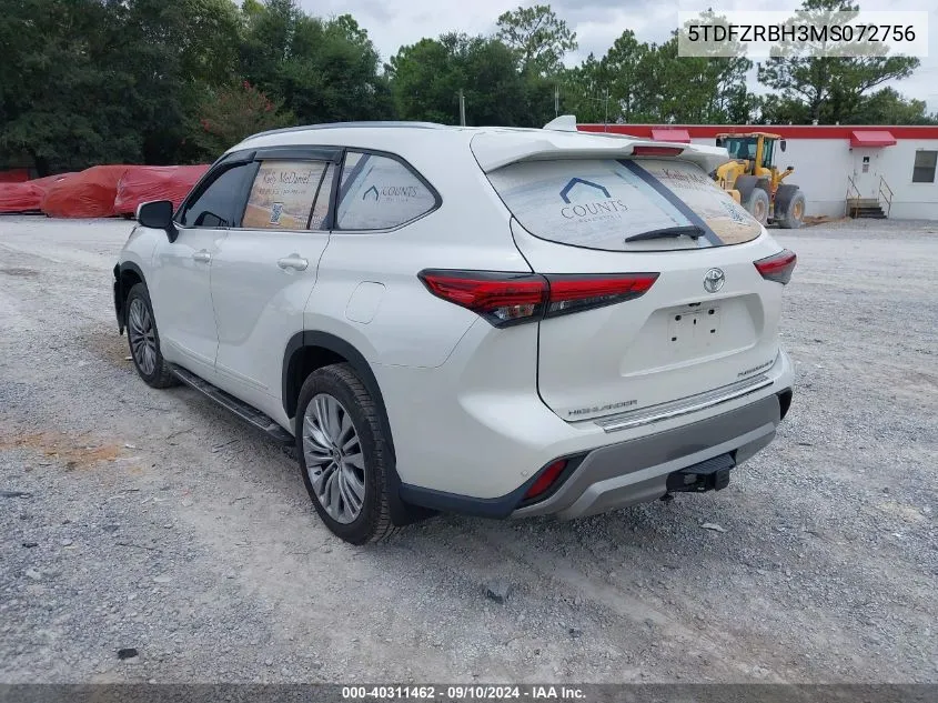 2021 Toyota Highlander Platinum VIN: 5TDFZRBH3MS072756 Lot: 40311462