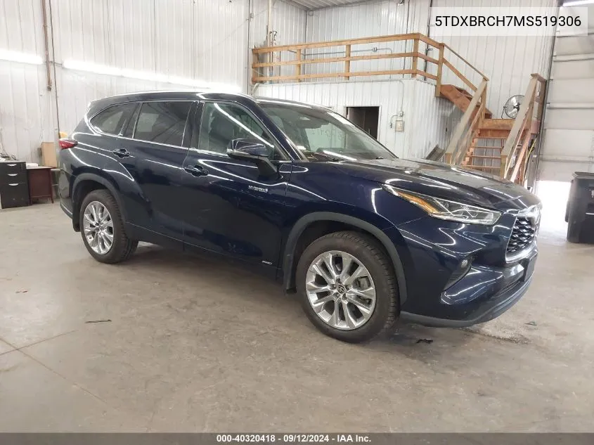 5TDXBRCH7MS519306 2021 Toyota Highlander Hybrid Limited