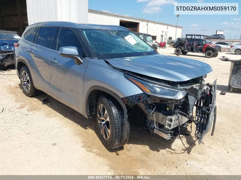 2021 Toyota Highlander Xle VIN: 5TDGZRAHXMS059170 Lot: 40337774