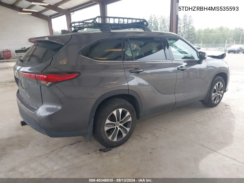 2021 Toyota Highlander Xle VIN: 5TDHZRBH4MS535593 Lot: 40348035