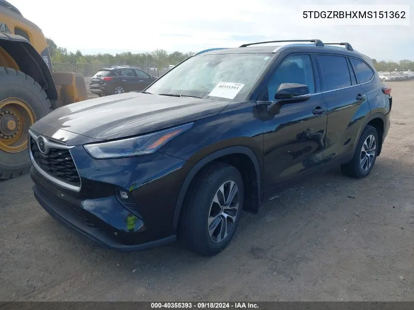 5TDGZRBHXMS151362 2021 Toyota Highlander Xle