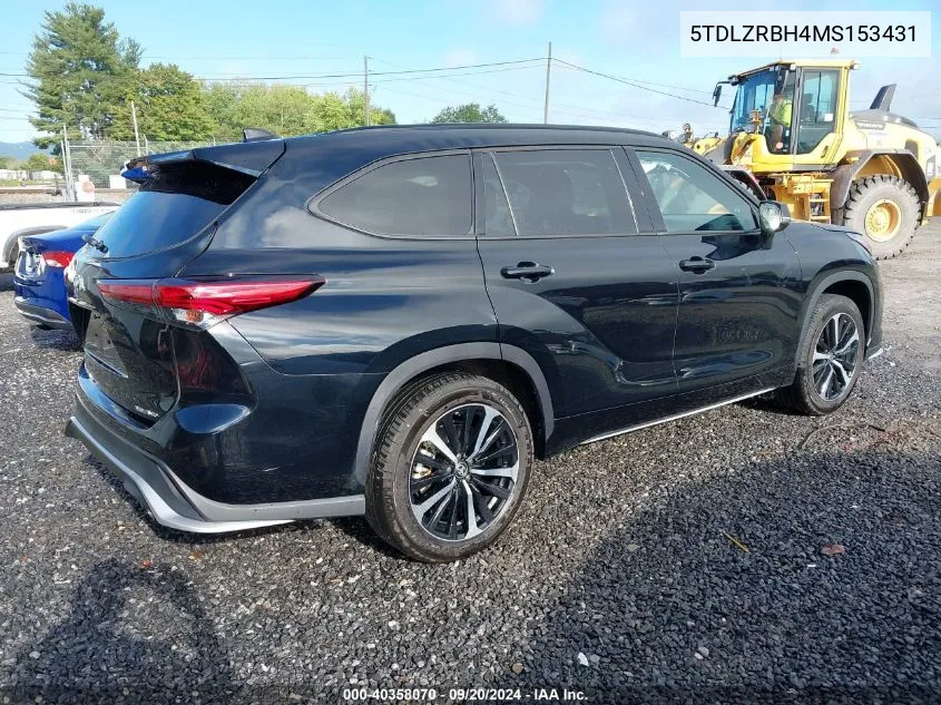 2021 Toyota Highlander Xse VIN: 5TDLZRBH4MS153431 Lot: 40358070