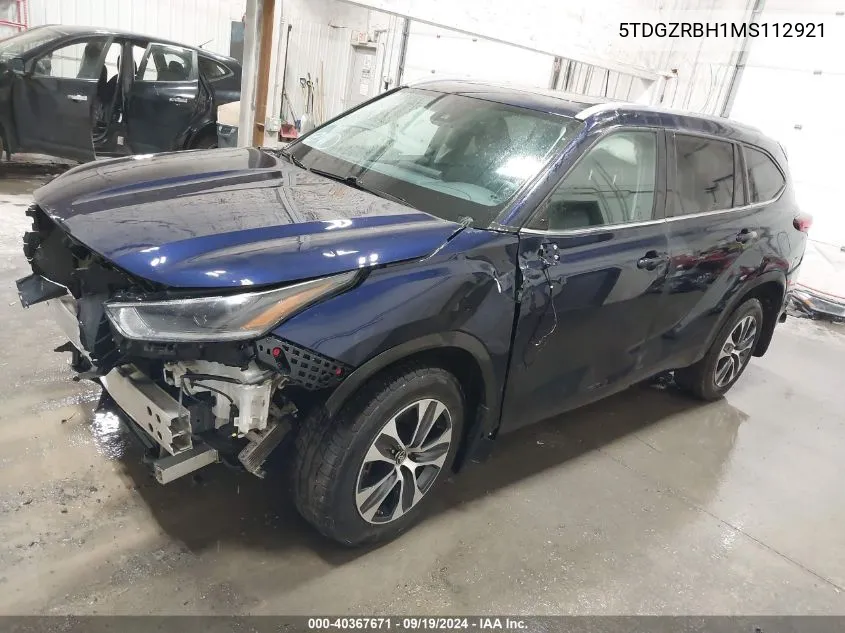 2021 Toyota Highlander Xle VIN: 5TDGZRBH1MS112921 Lot: 40367671