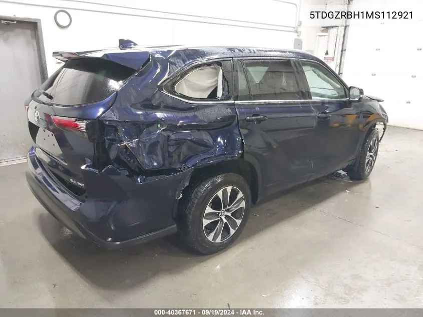 2021 Toyota Highlander Xle VIN: 5TDGZRBH1MS112921 Lot: 40367671