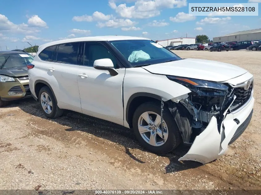 2021 Toyota Highlander Le VIN: 5TDZZRAH5MS528108 Lot: 40376139