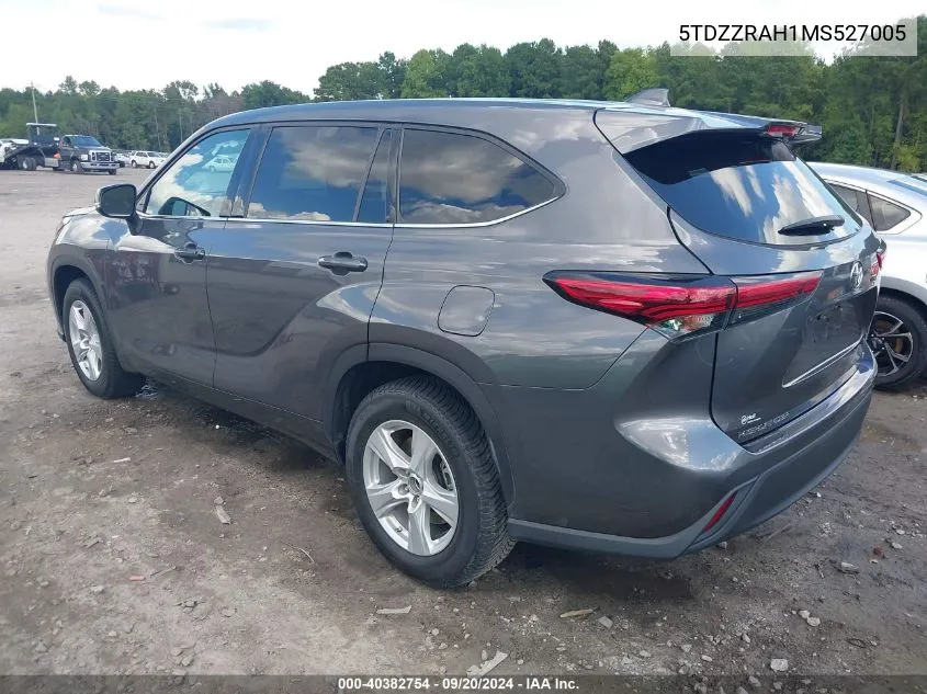 2021 Toyota Highlander Le VIN: 5TDZZRAH1MS527005 Lot: 40382754