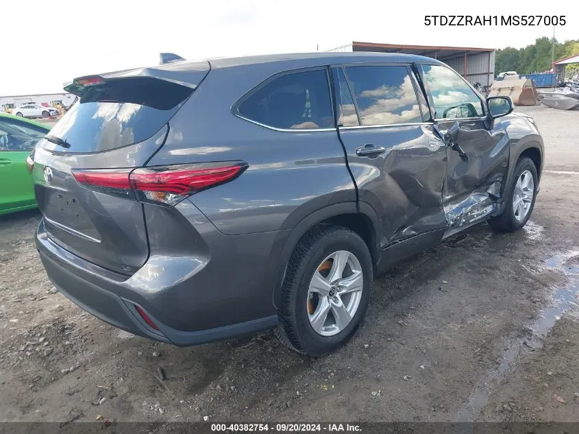 2021 Toyota Highlander Le VIN: 5TDZZRAH1MS527005 Lot: 40382754