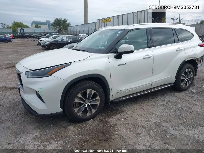 2021 Toyota Highlander Hybrid Xle VIN: 5TDGBRCH9MS052731 Lot: 40384654