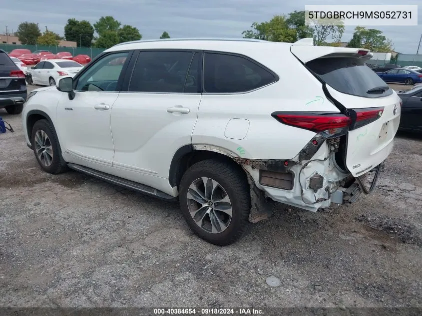 2021 Toyota Highlander Hybrid Xle VIN: 5TDGBRCH9MS052731 Lot: 40384654