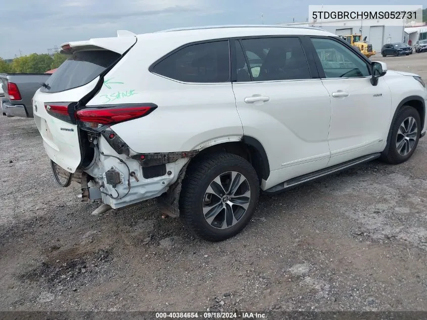 2021 Toyota Highlander Hybrid Xle VIN: 5TDGBRCH9MS052731 Lot: 40384654