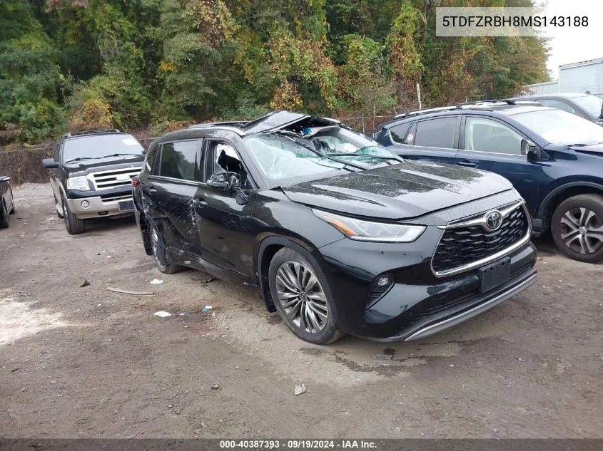 2021 Toyota Highlander Platinum VIN: 5TDFZRBH8MS143188 Lot: 40387393