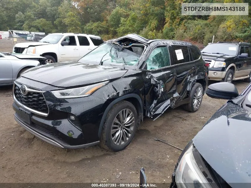 2021 Toyota Highlander Platinum VIN: 5TDFZRBH8MS143188 Lot: 40387393