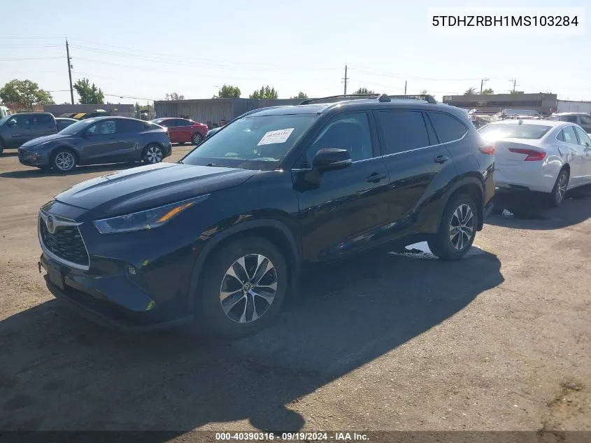 2021 Toyota Highlander Xle VIN: 5TDHZRBH1MS103284 Lot: 40390316