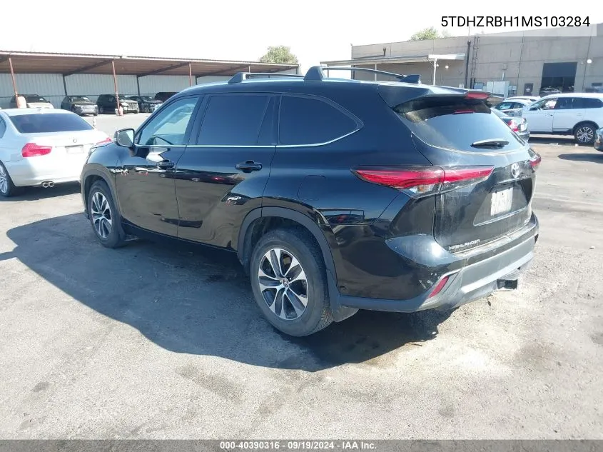 2021 Toyota Highlander Xle VIN: 5TDHZRBH1MS103284 Lot: 40390316