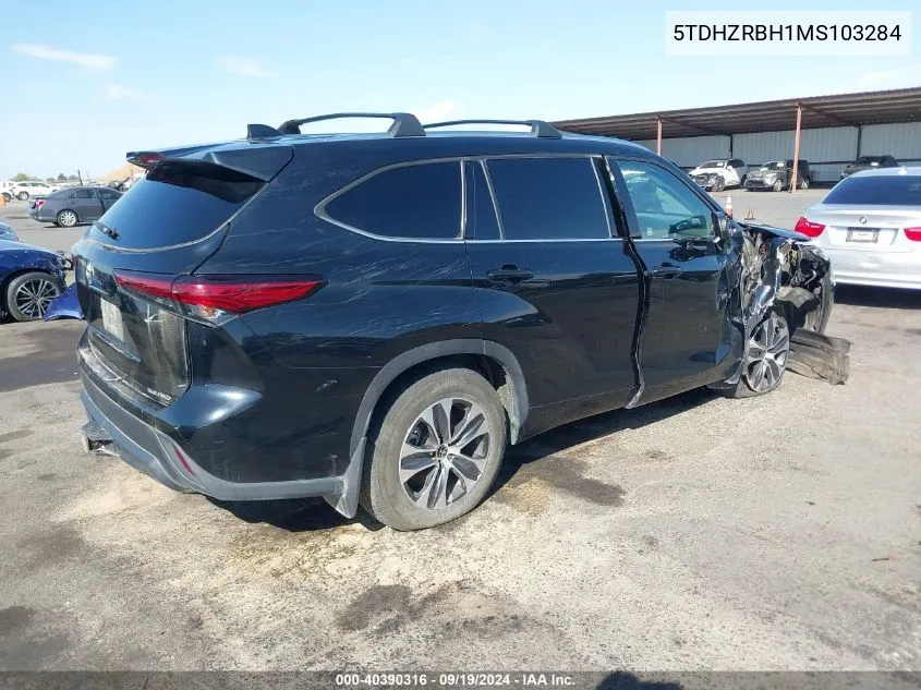 2021 Toyota Highlander Xle VIN: 5TDHZRBH1MS103284 Lot: 40390316