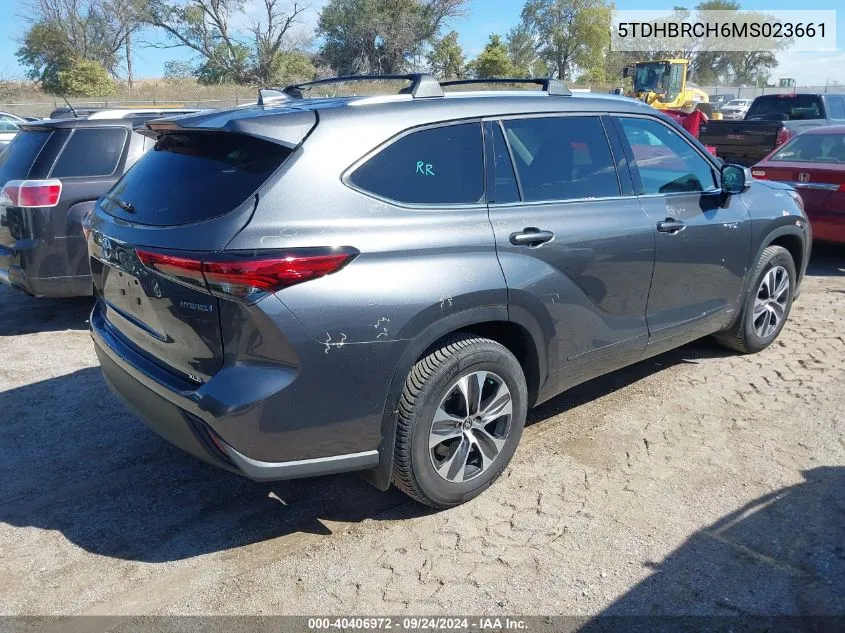 2021 Toyota Highlander Hybrid Xle VIN: 5TDHBRCH6MS023661 Lot: 40406972