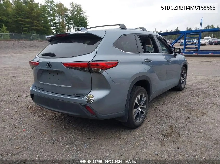 2021 Toyota Highlander Xle VIN: 5TDGZRBH4MS158565 Lot: 40421795